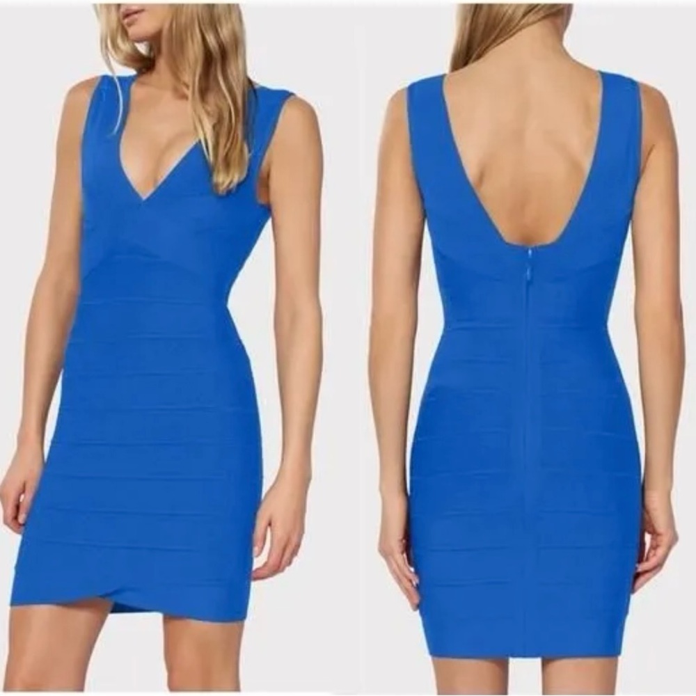 Herve Leger Vibrant Blue Backless Dress